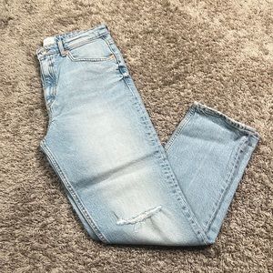 Zara Light Blue Distressed High-Rise Jeans